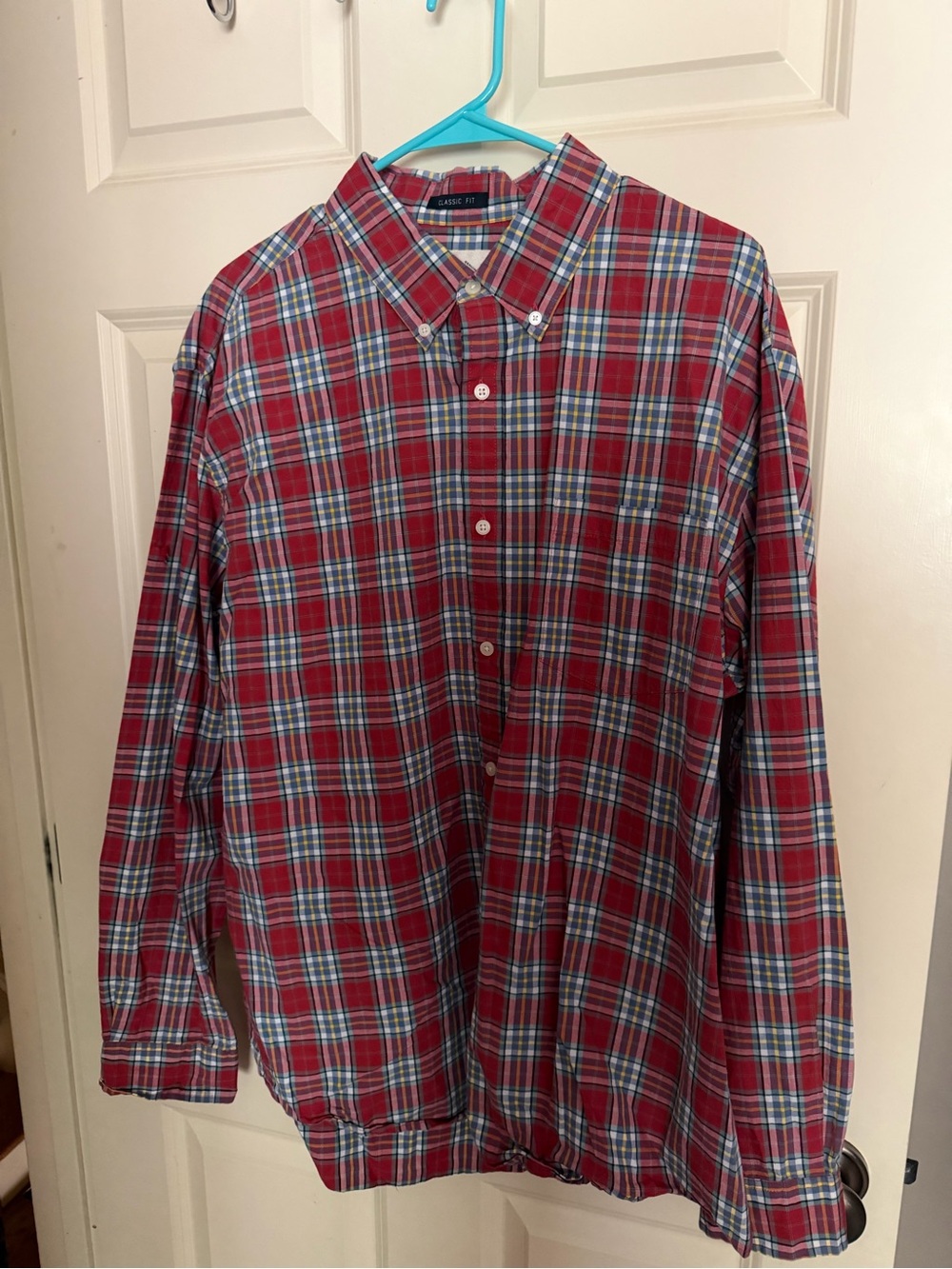 St. John's Bay Red Plaid Button-Down Shirt